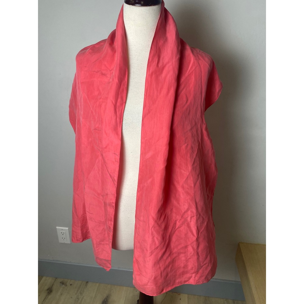 VTG 90's Axcess Silk Scarf Coral Pink Lightweight Rectangular Wrap Accessory